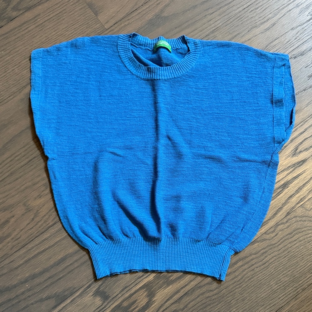 Benetton Cap-Sleeve Knit Sweater Top - size S